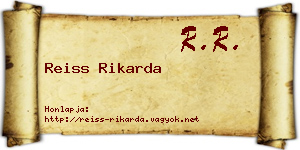 Reiss Rikarda névjegykártya